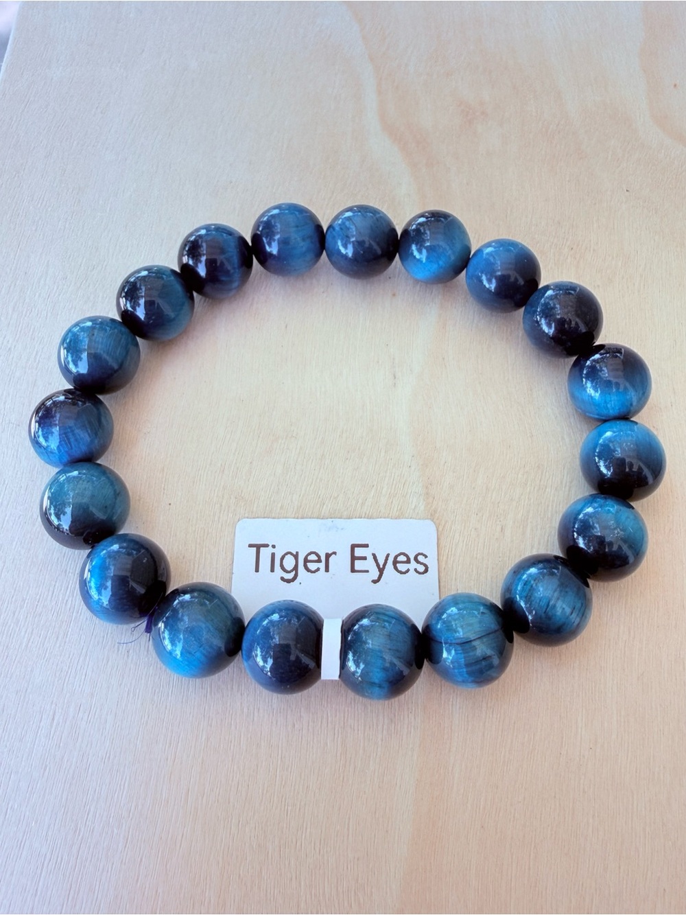Blue Tiger Eye Bead Stretch Bracelet - NEW
